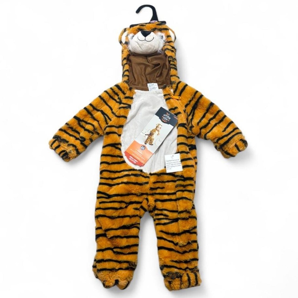 NWT Tiger Plush Bodysuit Costume Cosplay Safari Halloween Kids 0-6M Hyde & Eek
